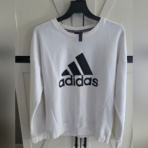 Adidas Women's White Sweatshirt with Black Logo